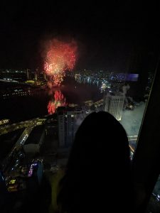 View of NYE fireworks from The Reverie Saigon